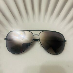 Quay Aviator Sunglasses in Black with Gradient Brown Lenses